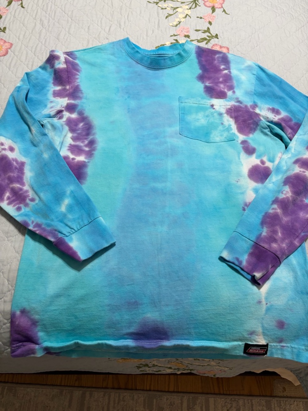 Genuine Dickies Purple Teal Tye Die Long Raglan Sleeves Size Medium